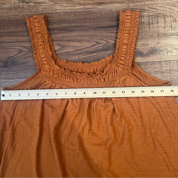 Anthropologie Burnt‎ Orange Lillian Ruched Tank Medium Flowy Summer Boho Casual - Picture 2 of 8